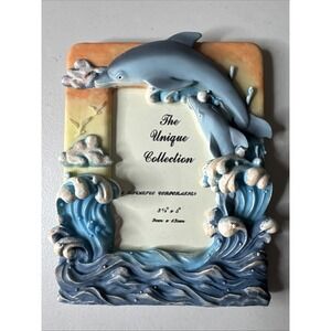 The Unique Collection Vintage Ceramic Dolphin Florida Beach Vacation Photo Frame